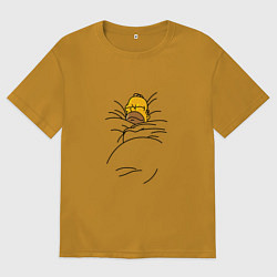 Мужская футболка оверсайз Спящий Гомер