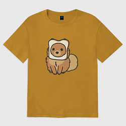 Футболка оверсайз мужская Шпиц нахлебник, цвет: горчичный