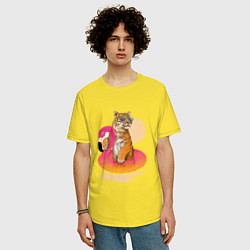 Футболка оверсайз мужская Тигр на фламинго, цвет: желтый — фото 2