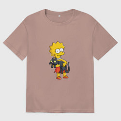 Мужская футболка оверсайз Лиза Симпсон и кот