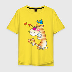 Футболка оверсайз мужская Люблю своего котика, цвет: желтый