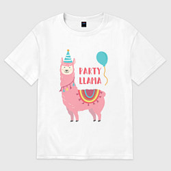Футболка оверсайз мужская Party Llama, цвет: белый