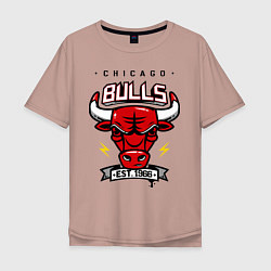 Футболка оверсайз мужская Chicago Bulls est. 1966, цвет: пыльно-розовый