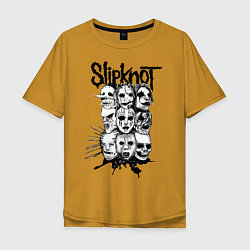 Футболка оверсайз мужская Slipknot Faces, цвет: горчичный