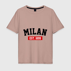 Футболка оверсайз мужская FC Milan Est. 1899, цвет: пыльно-розовый