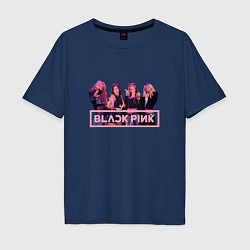 Футболка оверсайз мужская Black Pink Band, цвет: тёмно-синий