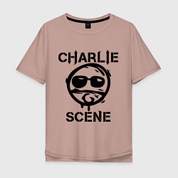Футболка оверсайз мужская HU: Charlie Scene, цвет: пыльно-розовый