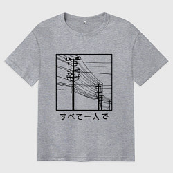 Футболка оверсайз мужская Японские электросети, цвет: меланж