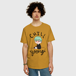 Футболка оверсайз мужская Chill Yoongi, цвет: горчичный — фото 2