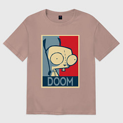 Футболка оверсайз мужская Doom Zim, цвет: пыльно-розовый