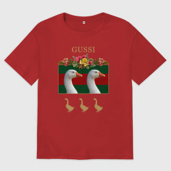 Футболка оверсайз мужская GUSSI: Flowers Style, цвет: красный