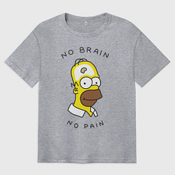 Футболка оверсайз мужская No brain, No pain, цвет: меланж