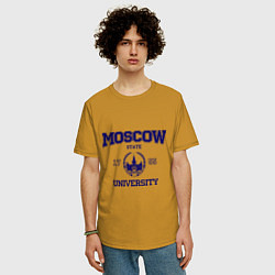 Футболка оверсайз мужская MGU Moscow University, цвет: горчичный — фото 2