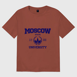 Футболка оверсайз мужская MGU Moscow University, цвет: кирпичный