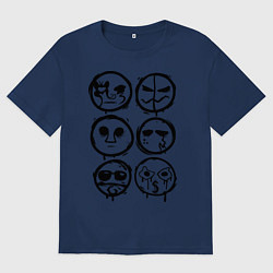 Футболка оверсайз мужская HU Masks, цвет: тёмно-синий