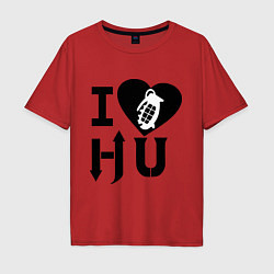 Футболка оверсайз мужская I love HU, цвет: красный