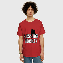 Футболка оверсайз мужская Russian hockey, цвет: красный — фото 2