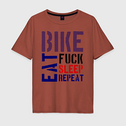 Мужская футболка оверсайз Bike eat sleep repeat