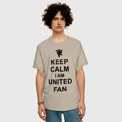 Футболка оверсайз мужская Keep Calm & United fan, цвет: миндальный — фото 2