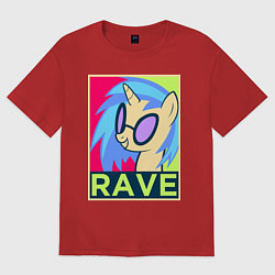 Футболка оверсайз мужская DJ Pon-3 RAVE, цвет: красный