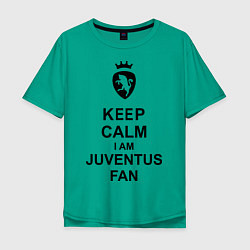 Футболка оверсайз мужская Keep Calm & Juventus fan цвета зеленый — фото 1
