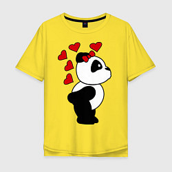 Мужская футболка оверсайз Поцелуй панды: для нее