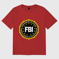 Футболка оверсайз мужская FBI Departament, цвет: красный