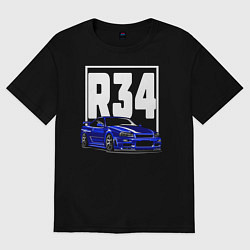 Футболка оверсайз мужская R34 Nissan, цвет: черный