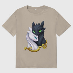 Мужская футболка оверсайз Дневная и ночная фурия