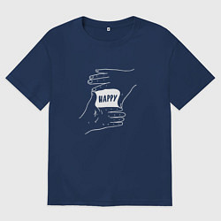 Футболка оверсайз мужская Happy, цвет: тёмно-синий