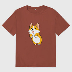 Мужская футболка оверсайз Корги лапочка