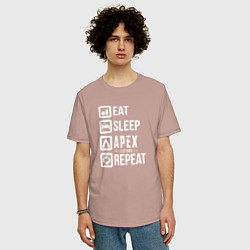 Футболка оверсайз мужская Eat, Sleep, Apex, Repeat, цвет: пыльно-розовый — фото 2