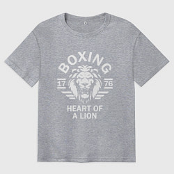 Футболка оверсайз мужская Бокс - сердце льва, цвет: меланж