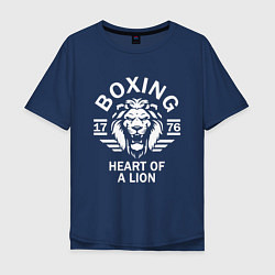 Футболка оверсайз мужская Бокс - сердце льва, цвет: тёмно-синий