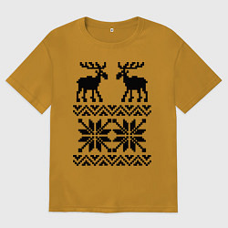 Мужская футболка оверсайз Узор с оленями