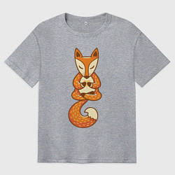 Мужская футболка оверсайз Лисенок занимается йогой