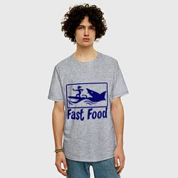 Футболка оверсайз мужская Shark fast food, цвет: меланж — фото 2