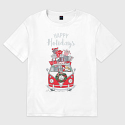 Футболка оверсайз мужская Happy holiday, цвет: белый