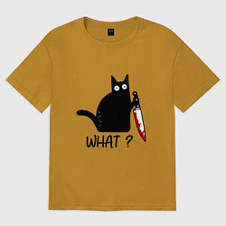 Футболка оверсайз мужская What cat, цвет: горчичный