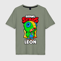 Футболка оверсайз мужская BRAWL STARS LEON, цвет: авокадо