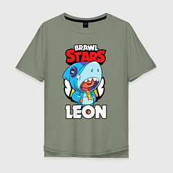 Мужская футболка оверсайз BRAWL STARS LEON SHARK