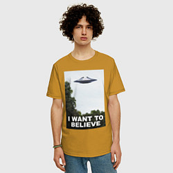 Футболка оверсайз мужская I WANT TO BELIEVE, цвет: горчичный — фото 2