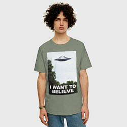 Футболка оверсайз мужская I WANT TO BELIEVE, цвет: авокадо — фото 2