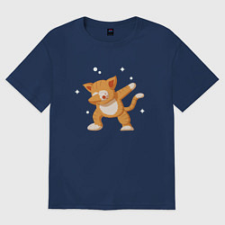 Футболка оверсайз мужская Cat Dabbing, цвет: тёмно-синий