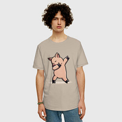 Футболка оверсайз мужская Dabbing Pig, цвет: миндальный — фото 2