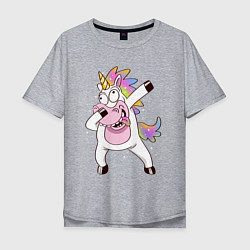 Футболка оверсайз мужская Dabbing Unicorn, цвет: меланж