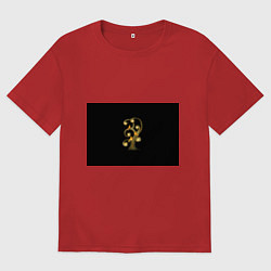 Футболка оверсайз мужская Коты на дереве, цвет: красный