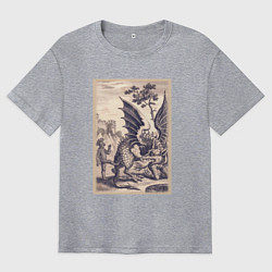 Футболка оверсайз мужская Рыцарь, пинающий Дракона баллада о рыцаре Джоне Ла, цвет: меланж
