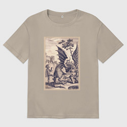 Мужская футболка оверсайз Рыцарь, пинающий Дракона баллада о рыцаре Джоне Ла