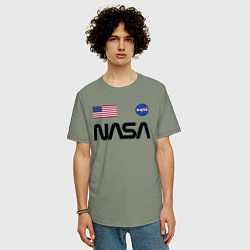 Футболка оверсайз мужская NASA НАСА, цвет: авокадо — фото 2